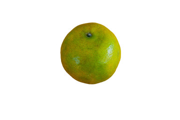 Green orange fruit on isolated white background
