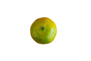 Green orange fruit on isolated white background