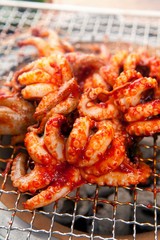 Grilled Small Octopus on a Hot Plate