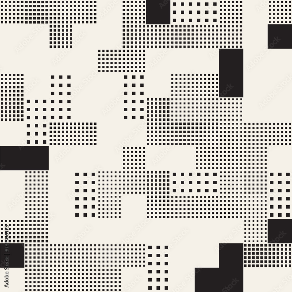 Wall mural endless abstract background with random size squares. vector seamless pattern.