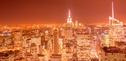View of New York Manhattan during sunset hours