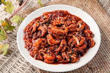  Pan-fried Marinated Small Octopus with chicken