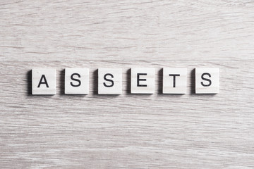 Naklejka premium Assets word
