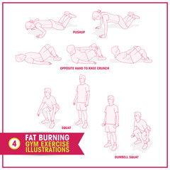 Fat Burning Training exercises illustrations - 141306391