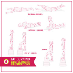 Fat Burning Training exercises illustrations - 141306565