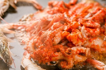  Pan-fried Marinated Small Octopus with shrimp