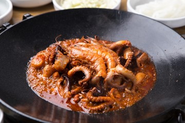  Pan-fried Marinated Small Octopus with shrimp