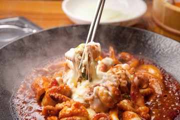 Grilled Small Octopus on a Hot Plate