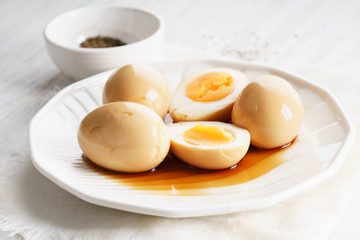 Boiled eggs in soy sauce