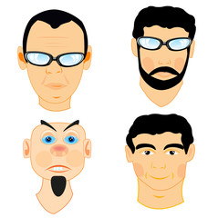 Portraits of the mans on white