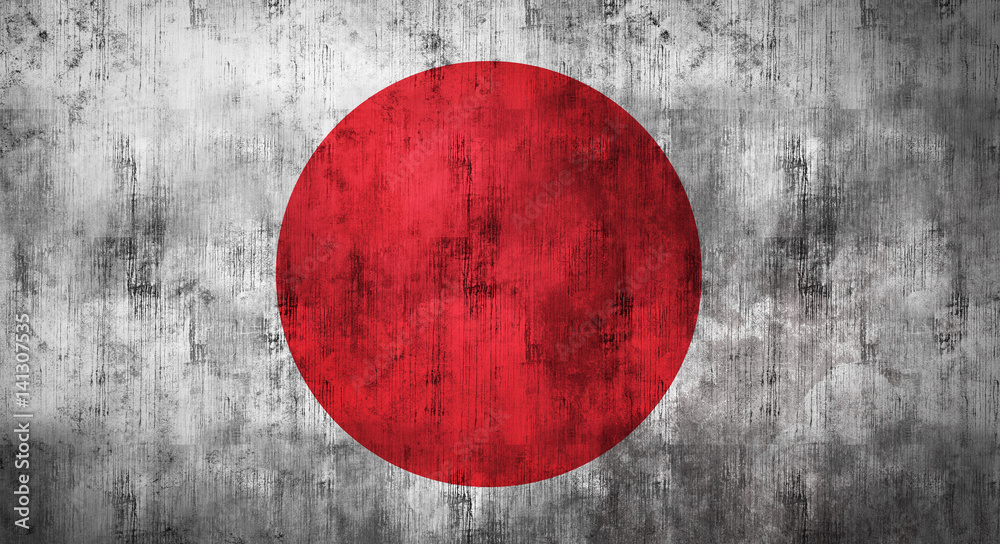 Wall mural Grunge crumpled Japanese flag. 3d rendering