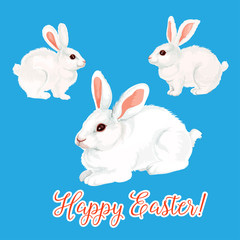 Vector icon of paschal bunny hare or Easter rabbit