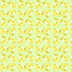 Seamless pattern drawing of the dog yellow with bone print, textiles, paper, Wallpaper