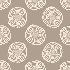 Fototapeta premium Tree Rings Seamless Vector Pattern. Saw cut tree trunk background. Vector Illustration.