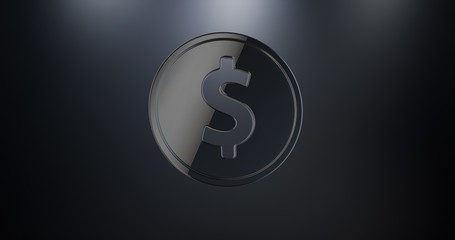 Coin Dollar Black 3d Icon