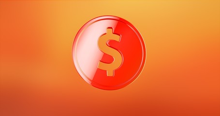 Coin Dollar Red 3d Icon