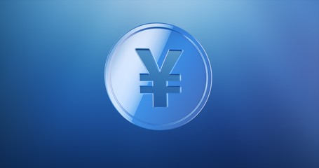 Coin Japanese Yen Blue 3d Icon