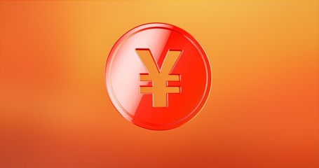 Obraz premium Coin Japanese Yen Red 3d Icon