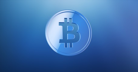 Coin Bitcoin Blue 3d Icon