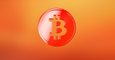 Coin Bitcoin Red 3d Icon