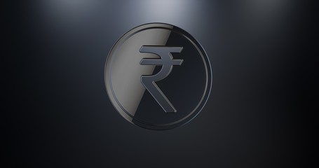 Coin Indian Rupee Black 3d Icon