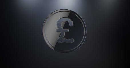 Coin Great Britain Pound Black 3d Icon