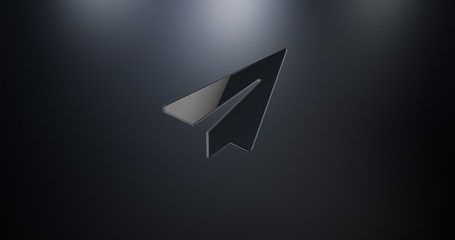 Paper Plane Black 3d Icon