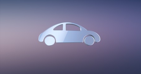 Fototapeta na wymiar Car Silver 3d Icon
