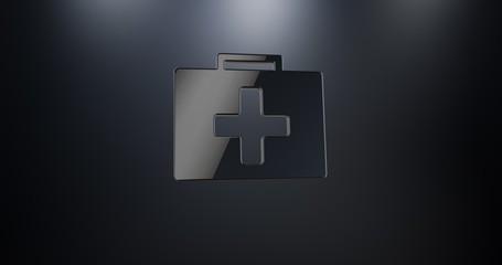 Obraz premium First Aid Medical Kit Black 3d Icon