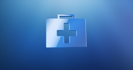 First Aid Medical Kit Blue 3d Icon