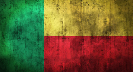 Grunge crumpled Benin flag. 3d rendering