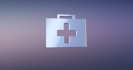 Obraz premium First Aid Medical Kit Silver 3d Icon
