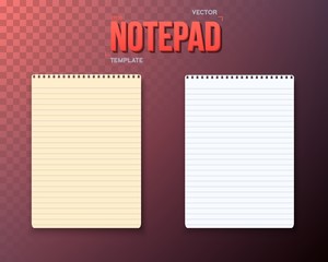 Illustration of Vector Notepad Set. Photorealistic Paper Notebook Template. Used as Office Equipment, School Supply