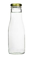 Glass bottle with clear water isolated on the white background.