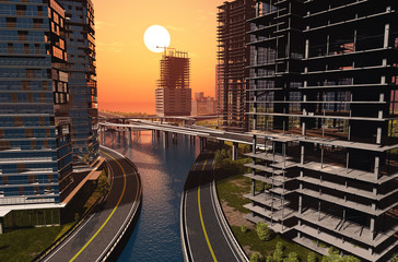 Sunset in the city.