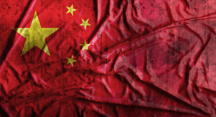 Grunge crumpled Chinese flag. 3d rendering