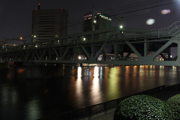 夜景と鉄橋