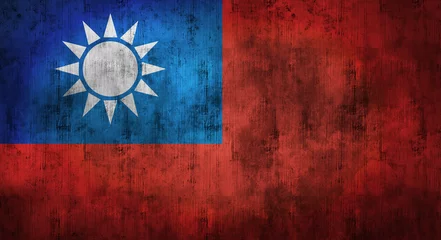 Fotobehang Grunge crumpled Taiwan flag. 3d rendering © Roman King