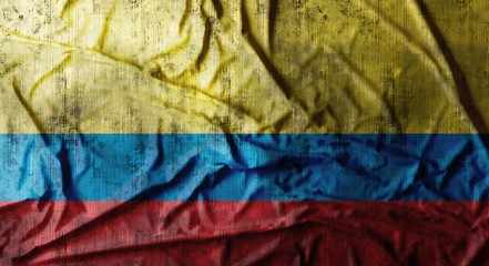 Grunge crumpled Colombia flag. 3d rendering
