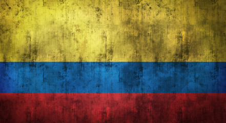 Grunge crumpled Colombia flag. 3d rendering