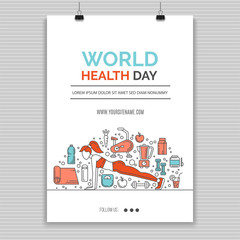 Fitness template with line icons