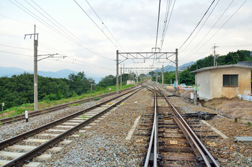 長野　JR姨捨駅のスイッチバック線路