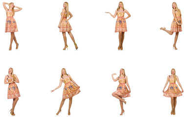 Woman in fashion looks isolated on white
