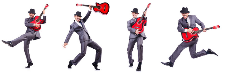 Guitar player isolated on the white