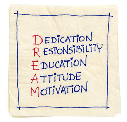 dream acronym on a napkin