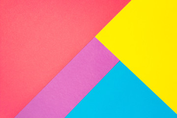 Composition with purple, blue, pink and yellow sheets