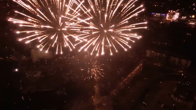 Aerial of fireworks in the sky