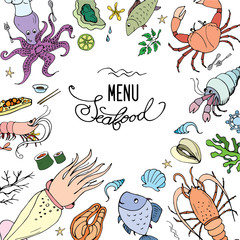 Seafood set,icons or objects
