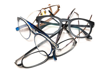 group of unused old eyeglasses