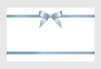 Gift  Card With Blue Satin Ribbon And A Bow, has space for text on white background
